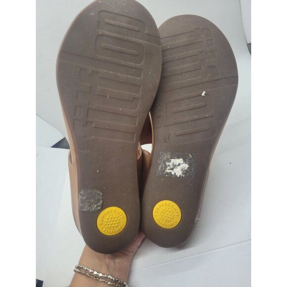 FitFlop Womens Leather Tan Thong Sandals US 10 Brown Beach resortwear classic - Picture 2 of 5